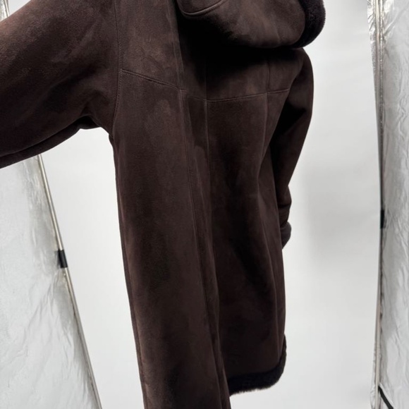 Authentic Overland Shearling Long Coat Coffee/Dark Brown - Picture 8 of 15